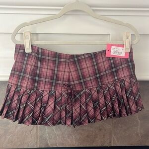 Edikted Jamie Pleated Plaid Mini Short Skirt